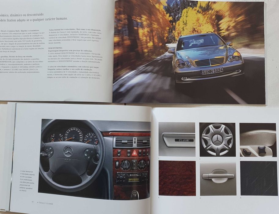 2 Catálogos automóvel Mercedes station classe C e classe E - Ano 2002