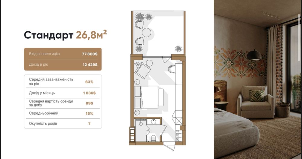 Продам апартаменти 28.6м² у Phoenix Medical Resort | Без комісії | Від власника