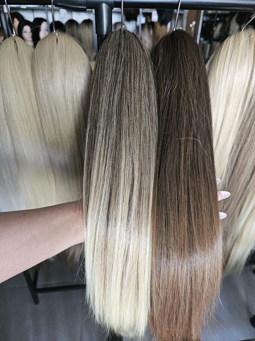 Kucyk kitka proste włosy 55 cm blond ombre