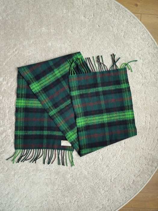 Zielony szalik w kratę 100% wełna jagnięca James Pringle Weavers Made in Scotland