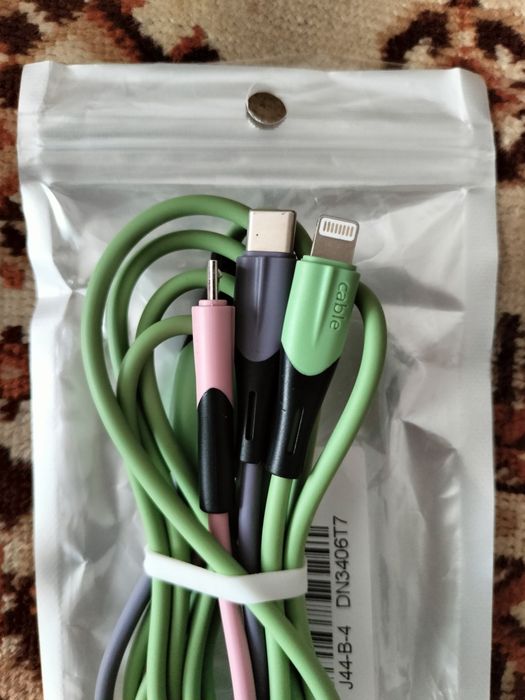 Кабель для заряджання USB 3-в-1 type c, micro usb та lightning, 1,5м