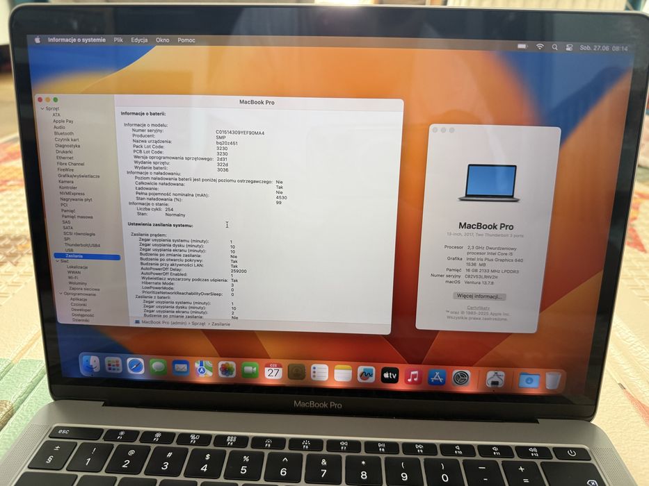 Apple MacBook Pro 2017 13 cali i5 16GB 256GB