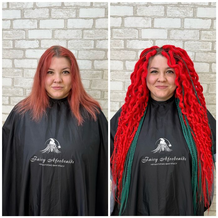 Афронарощування волосся, афрокоси, афрокучері, термозаміщення, дреди