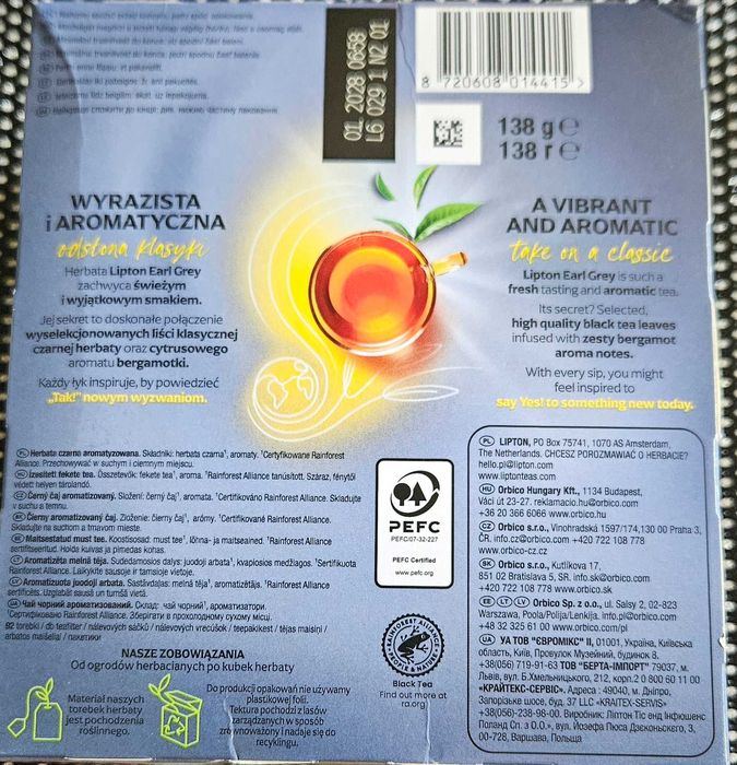 Herbata Lipton  EARL GREY