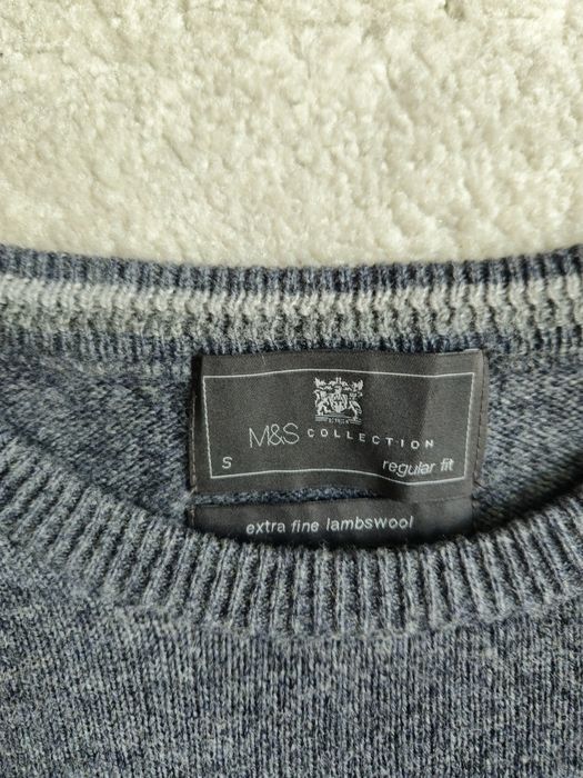 Męski sweter 100% wełna jagnięca (lambswool) Marks & Spencer (S / Regular Fit)