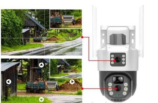 4G Камера вулична з сонячною панеллю | 2 лінзи, Поворотна 360, Sim