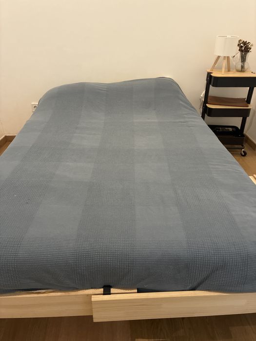 Estrutura cama c/arrumação-colchão, pinho/ Vesteroy