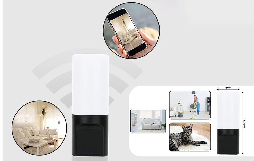Ukryta Kamera Wifi Lampa Ścienna Podgląd Zdalny Detekcja Mkty17