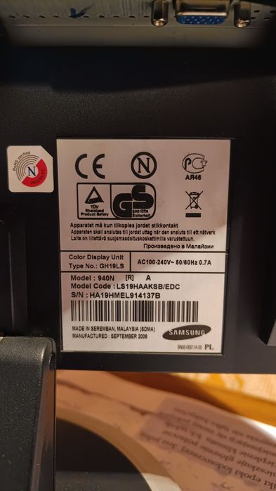 Monitor Samsung 19" SyncMaster 940N