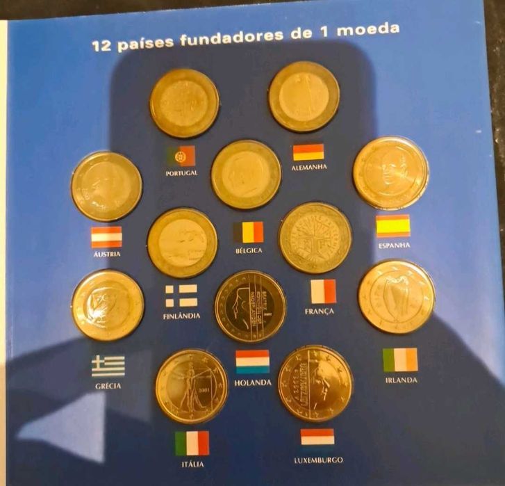 Coleção de 12 Moedas Novas de 1€ dos países fundadores do Euro