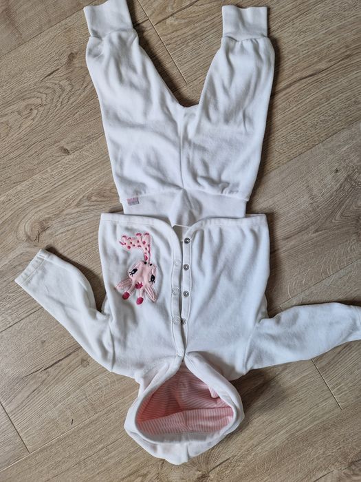 Dresik biały z różowa żyrafą h&m 68