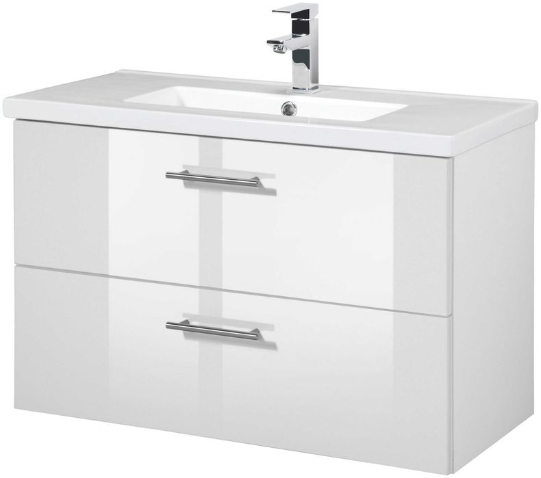 Szafka pod umywalkę 80x36 wysoka jakość cichy domyk BIAŁY POŁYSK NOWA