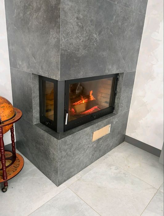 Угловая дверца для камина, кутова дверця каміна, ВхШхГ 530*845*315мм