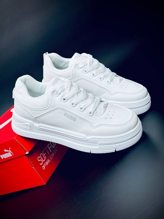 Встигни купити жіночі кросівки пума білі натуральная шкіра puma