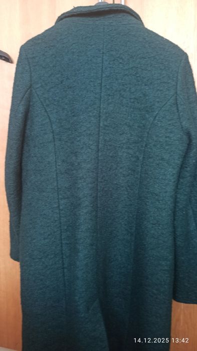 Płaszcz damski boucle, r. 42 butelkowa zieleń