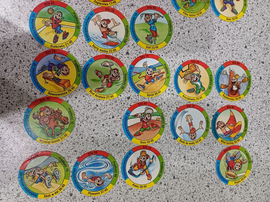 Żetony Sport snaker star foods Mr snacki karty tazo