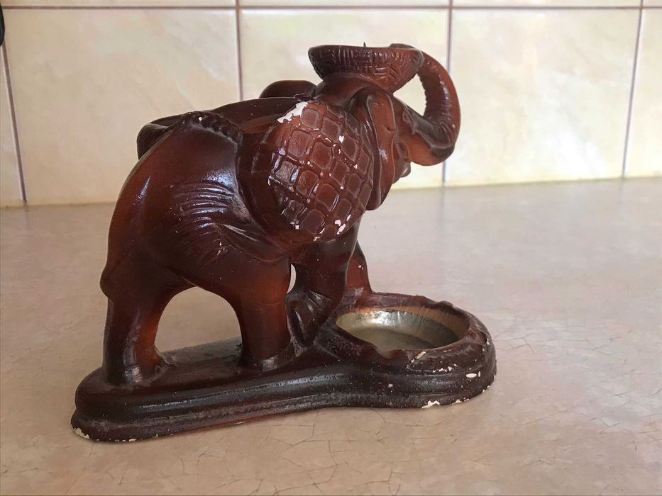 Świecznik/popielniczka ceramiczny słoń vintage