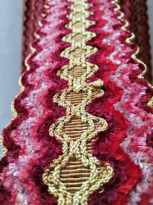 Galao fita de seda ouro e bordô 5cm lago Novo artesanato e DYI