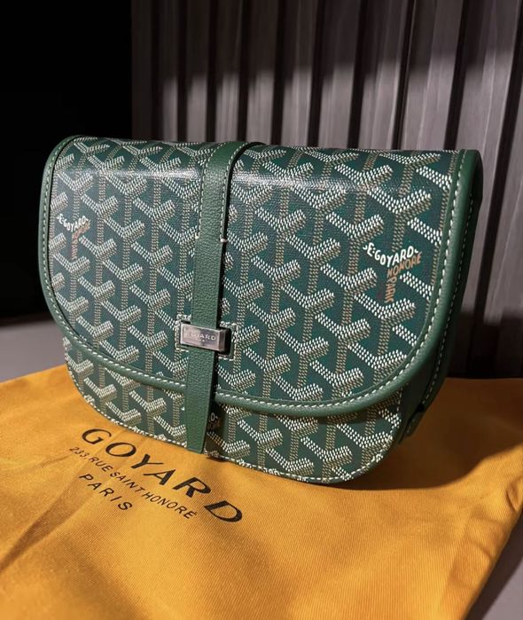 Green Goyard Belvedere II PM Messenger Bag