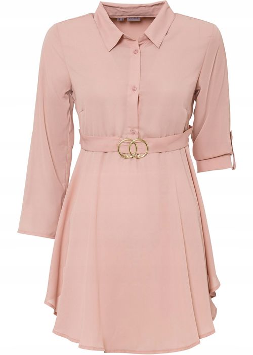 B.P.C długa różowa tunika koszulowa z szyfonu 44.