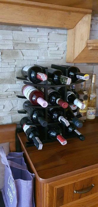 Bambusowy Stojak na Wino Regał Półka na 12 Butelek Nowoczesny