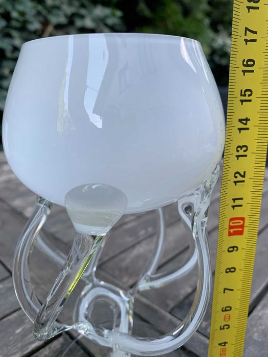 kielich szklany opal Krosno, Makora, stan bd, PRL, Vintage