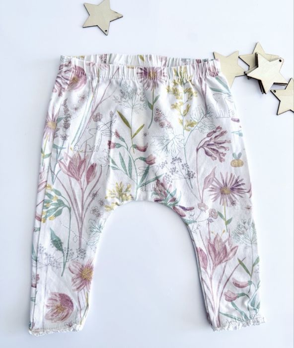 Zestaw leginsów r.68 dla dziewczynki next legginsy w kwiaty owoce