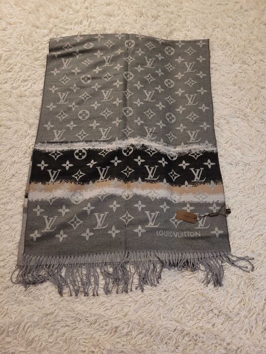 Damski zimowy kaszmirowy szary szalik hustka