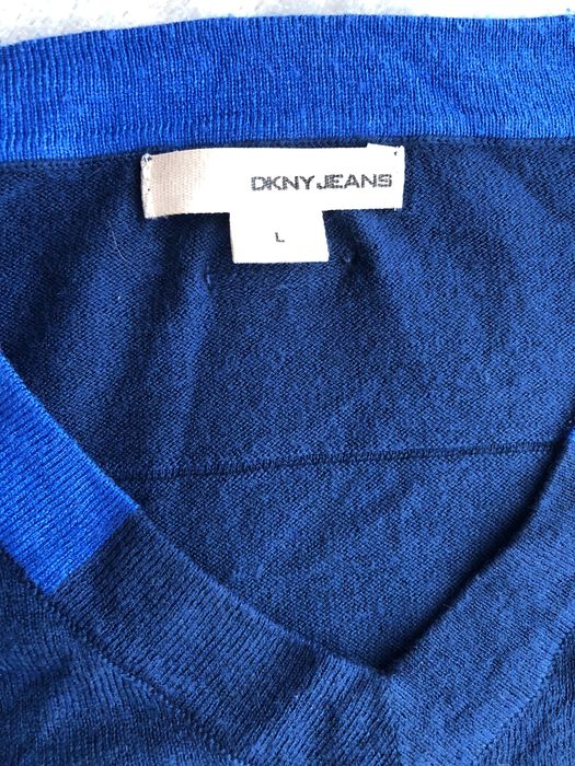 Sweter DKNY JEANS – Rozmiar L – Niebieski / V-neck