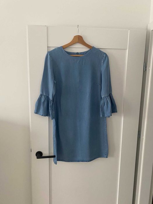 Zara błękitna sukienka lyocell 36 S