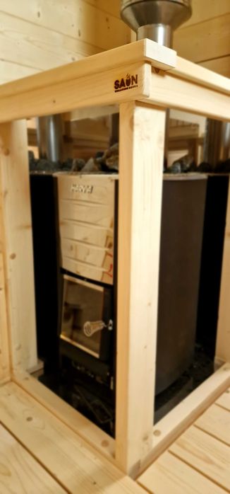 sauna ogrodowa piec harvia , opalany od wewnątrz, sauna + przedsionek
