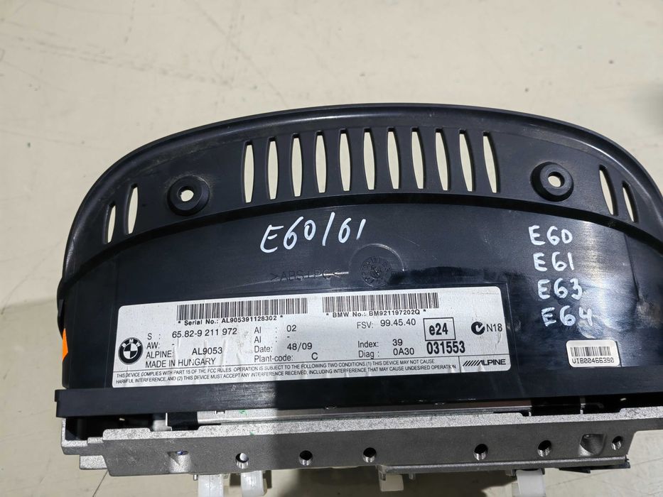 Ecra/display de Navegação BMW serie 5 e 6 E60/E61/E63/E64   9211.972