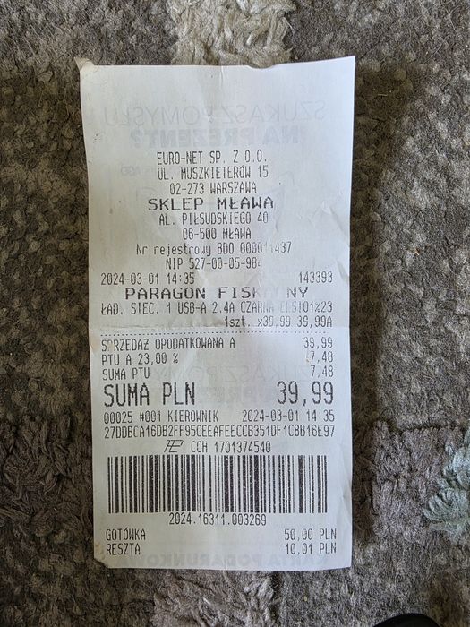 Ładowarka sieciowa Do Telefonu Reinston ELSI013 USB-A 2.4A Gwarancja