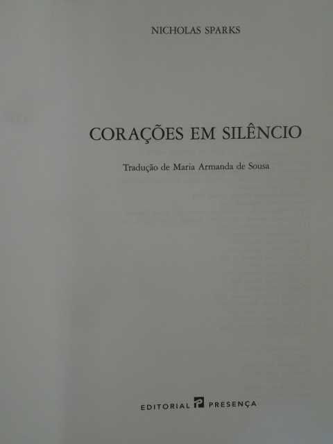 Corações em Silêncio de Nicholas Sparks