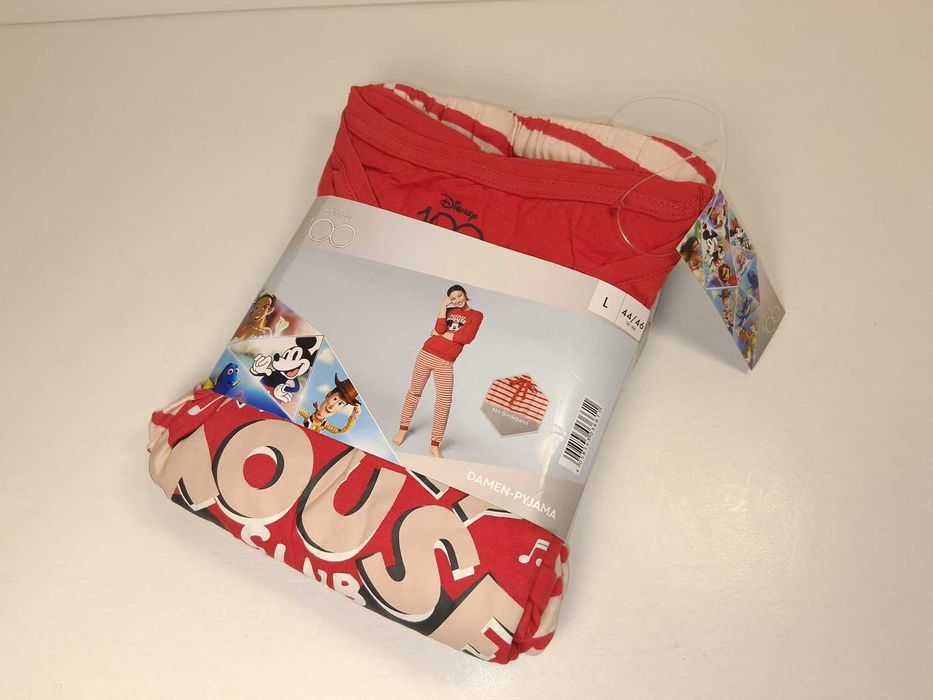 A160 Piżama Damska Disney 100 Myszka Mickey Czerwona Rozmiar L 44/46