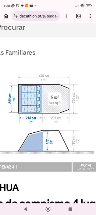 Tenda Quechua 4 pessoas - nova alacrada