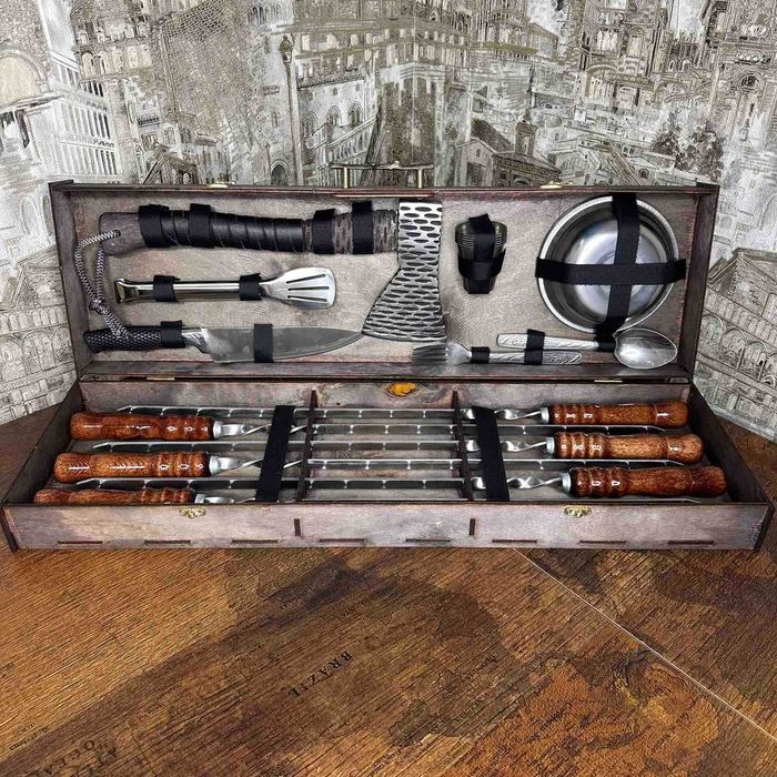 Набір шампурів у кейсі, подарунок для хлопців, подарунки для чоловіків