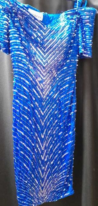 Cekiny z sukienka na ramiona, bez pleców, obcisła, suknie na bal M/L