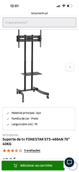 Suporte de TV com base móvel
