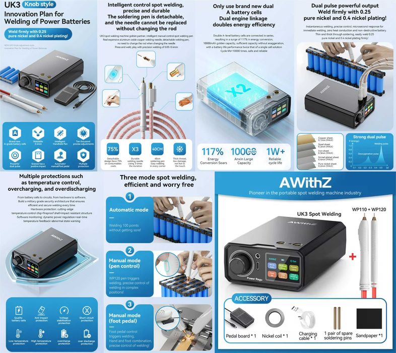 Fnirsi SWM10 SWM20, 50/80 Gear, Awithz H1 H2 UK3 аппарат точечной сварки, кейс