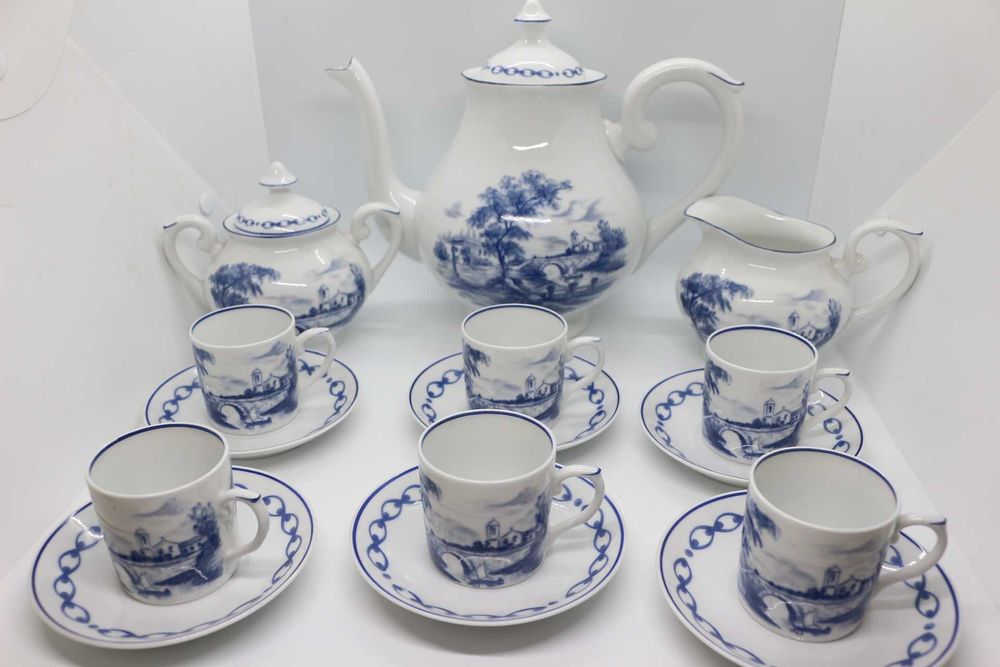 Serviço de Café Vista Alegre 6 pessoas Paisagem Azul 1968