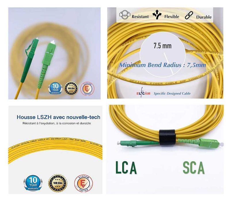Elfcam Cabo fibra ótica amarelo 100 metros