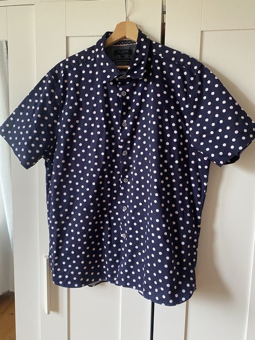 Ted Baker London koszula męska L granatowa w grochy elegancka smart casual