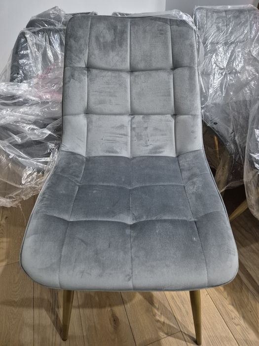 15 szt. Krzeseł do jadalni salonu Fotele szare, złote nogi