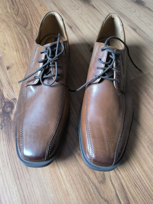 Clarks buty męskie eleganckie 44 1/2 brązowe półbuty skórzane soft