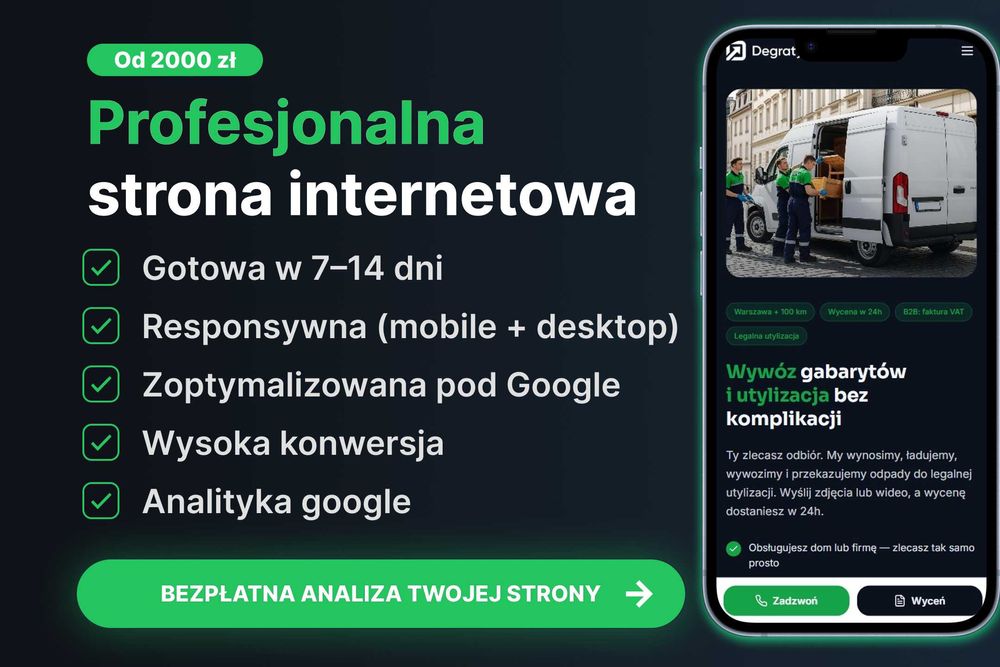 Profesjonalna strona internetowa dla firmy — 7-14 dni | Faktura