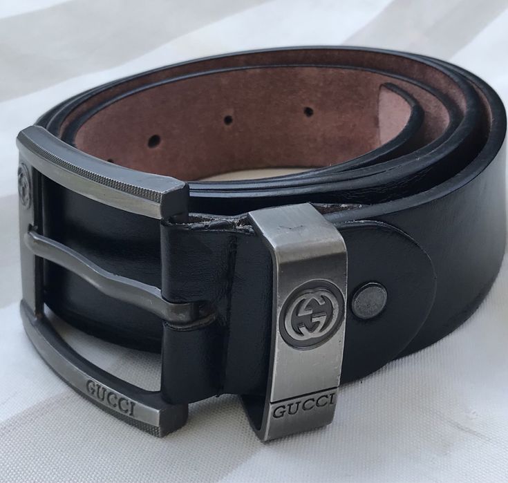 Cinto GG em pele preta