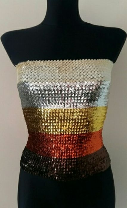 ORSAY Bluzka top z cekinów dopasowany elastyczny