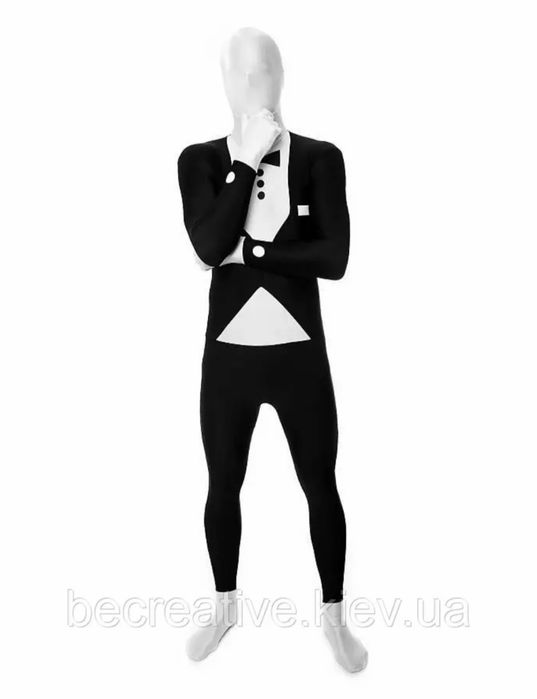 костюм-морфсуит (Morphsuit), стилизованный под черно-белый смокинг или фрак