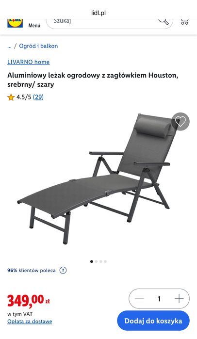 Leżak ogrodowy z zagłówkiem NOWY